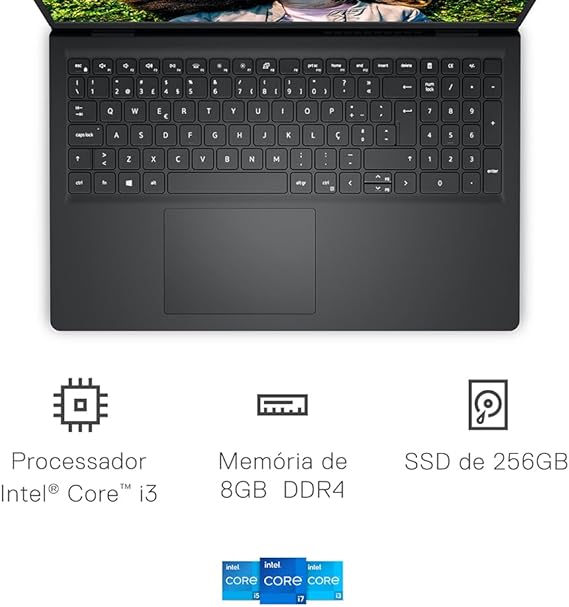 Notebook Dell Inspiron I15-I120K-U10P 15.6" Full HD 12ª Geração Intel Core i3 8GB 256GB SSD Linux Preto - Image 2